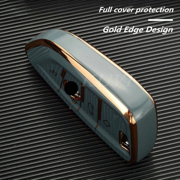 Tpu Gold Edge Design bil för nyckel till case för 320li 3/5/7 Series Gt528 Gray