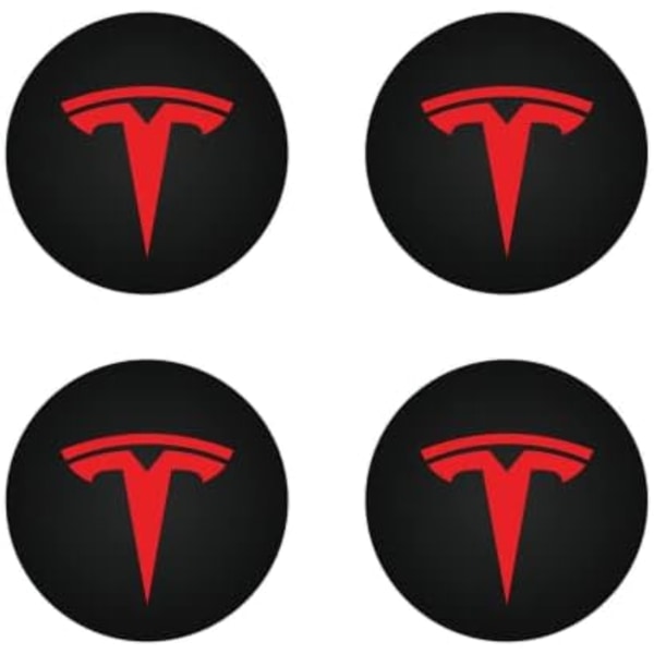 Hjulnavkapslar Cover (4st) för KAVANIC Tesla Model Y Model 3 Modifiering Cover (svart/mattsvart) Red \/ Matte Black