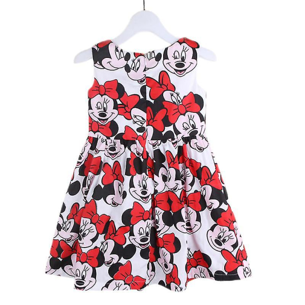 Barn Flickor Sommar Tecknad Minnie Mouse Bowknot Princess Swing Klänning B 4-5 år