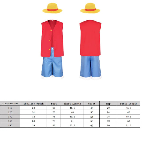 Barn Luffy Cosplay Kostym Atlas Zoro Nami Shanks Huvudbonad Svans SSG Egghead För Barn Kläder Karneval Fest Halloween Dräkt 150 Kids 9