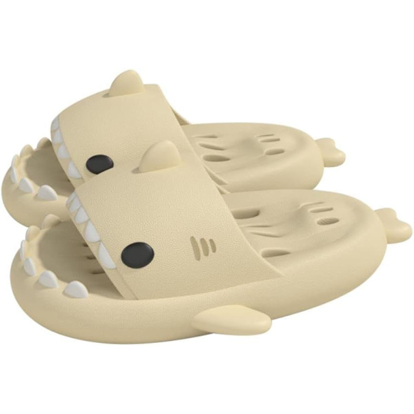 Shark Haj Tofflor, Lämplig för vuxna och barn Söt Tjock Sula Hajar Halkfria Tofflor Inomhus Duschtofflor Sandaler Shark Slippers A Beige 40/41 EU