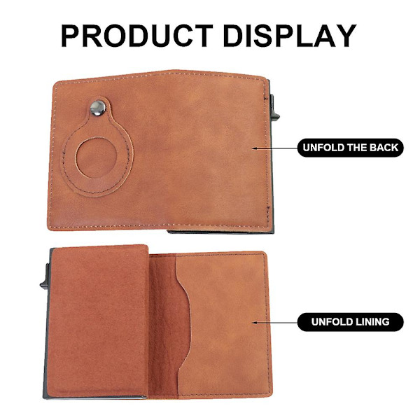 Ultratunn Card Clip Wallet - Popup-plånbok för män med ID-kortfönster och Rfid-skydd brown