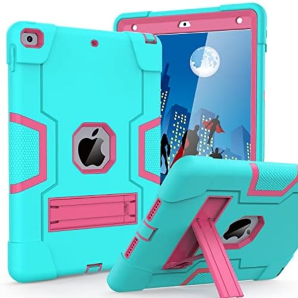 Cantis- case för ipad 9:e generationen/iPad 8:e generationen/iPad 7:e generationen, tunt, kraftigt stötsäkert, robust case med inbyggt Teal Rose