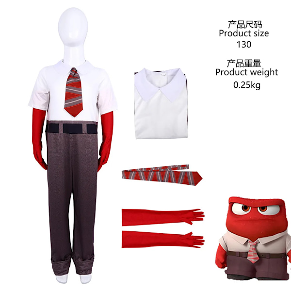 Inside Out Disgust Joy Cosplay Kostym Kvinnor Klänning Uniform Kostym Halloween Karneval Fest Rollspel Komplett Set för Vuxna Barn Cos 120 Anger