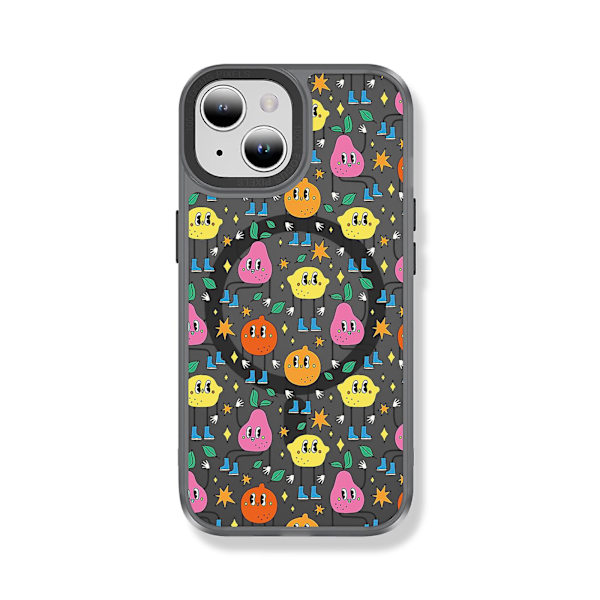 Creative Painted Pattern Frosted Magsafe Magnetic Phone Case Lämplig för Iphone och andra modeller Style O Transparent Black Ypcx0288