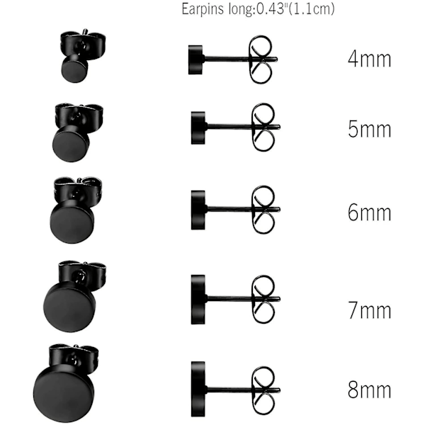 Handgjorda örhängen Runda Ice-matt | Perfekt present Black (5 pairs)