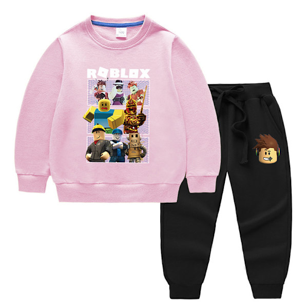 Roblox baby bomull långärmad kostym - rosa + svart 150cm