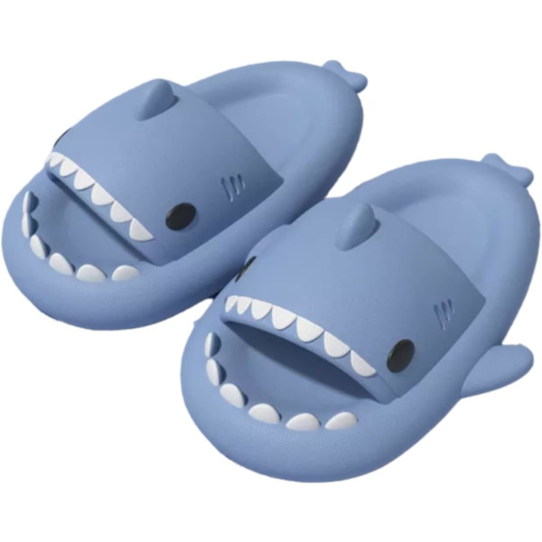 Shark Haj Tofflor, Lämplig för vuxna och barn Söt Tjock Sula Hajar Halkfria Tofflor Inomhus Duschtofflor Sandaler Shark Slippers Blå 22/23 EU