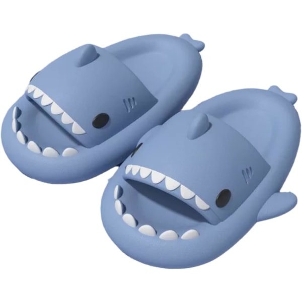 Shark Haj Tofflor, Lämplig för vuxna och barn Söt Tjock Sula Hajar Halkfria Tofflor Inomhus Duschtofflor Sandaler Shark Slippers Blå 32/33 EU