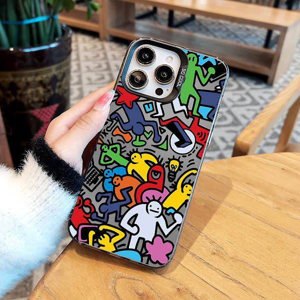Tecknad Frostad Dubbellager Färg Silver Phone case Lämplig för Iphone 15 Case Cover Stil D Vit Ypmd0945