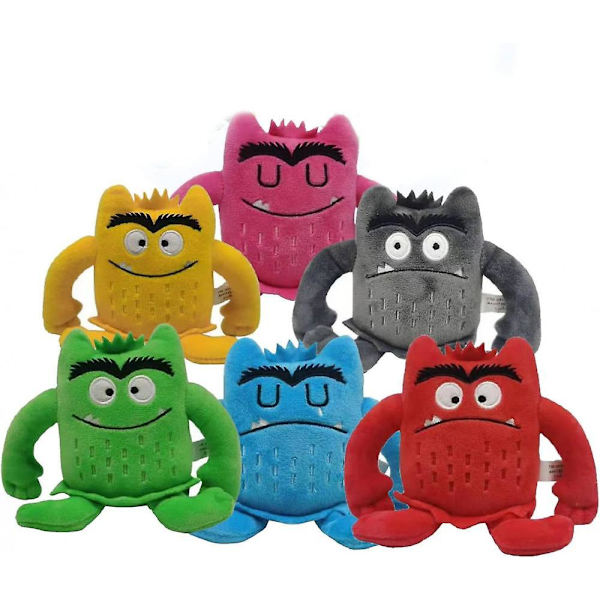 Monster plyschleksaker, min känslomässiga lilla monster tecknad docka, blå/röd monster plysch leksak, färg plysch docka set-1 set null none