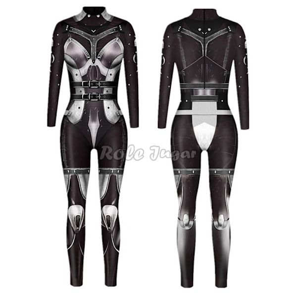 Robot Punk Jumpsuit Sexig Dam Cosplay Kostymer Fancy Halloween Fest Färgglad Utskrift Skelett Bodysuit För Män S 8