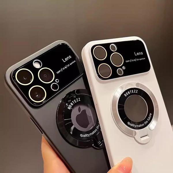 Case kompatibelt med Iphone 15 Pro Max/15 Pro, Matt PC Stort phone case med läckageetikett magnetiskt fäste White For iPhone 15 Pro