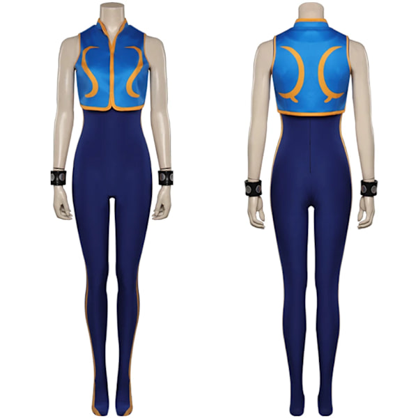 Chun Li Cosplay Kostym Spel Fighter AKI Klänning Jamie Jumpsuit Baddräkt Rock Kvinnlig Baddräkt SF Kvinnor Outfit Halloween Fest Sui XL Costume D