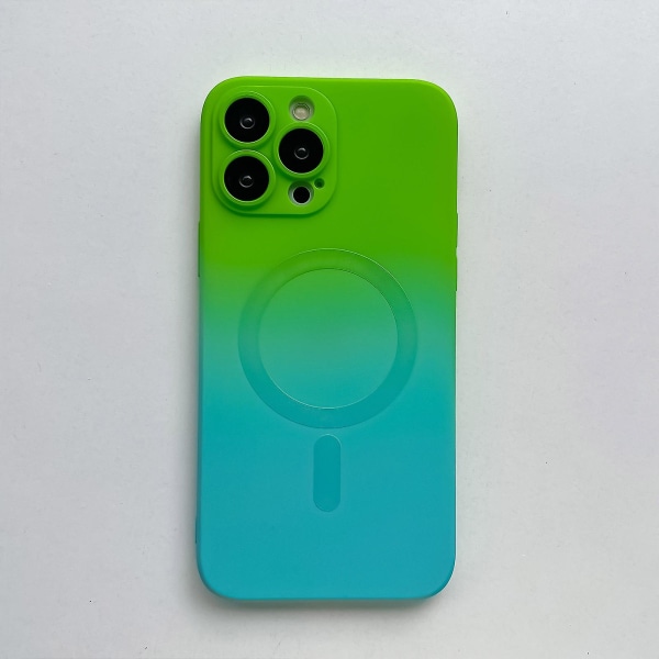 Gradient Color Magsafe- case kompatibelt med Iphone 15 Pro Max, Soft Tpu Slim anti-scratch Shockproof Cover Green-Blue For iPhone 15 Pro Max