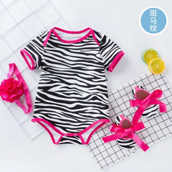 baby jumpsuit sommaren kortärmad romper skor zebra print 73 (6-12 months)