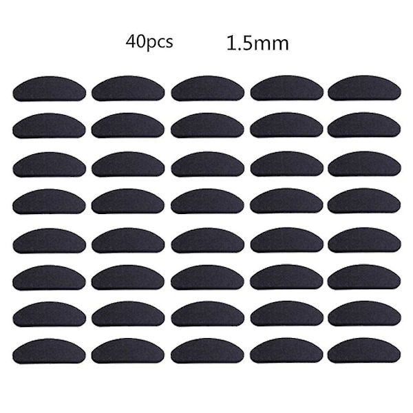 40 delar självhäftande nässkydd för glasögon, solglasögon, läsglasögon Black D-shaped 1.5mm