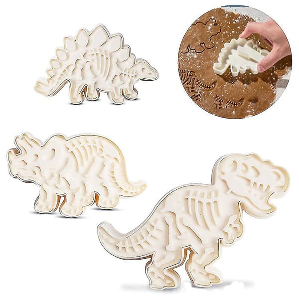 3-Pack Dinosaur Skelett Cookie Formar Form Bakverktyg