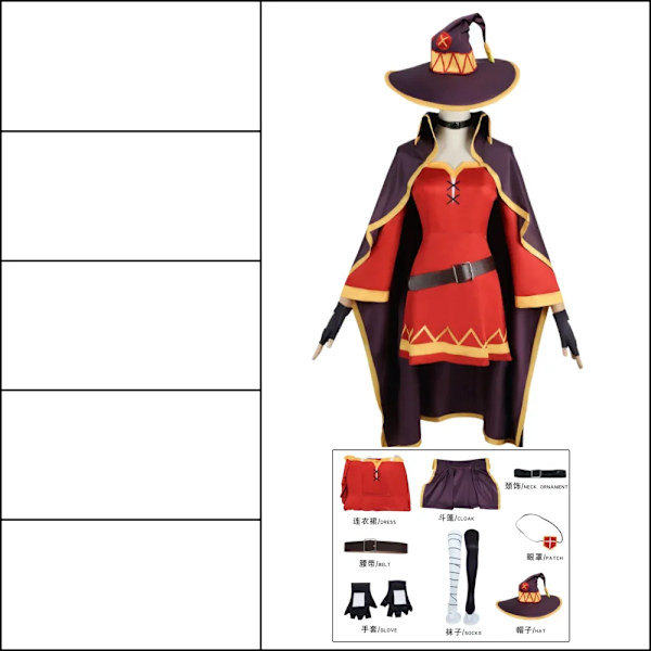 Anime Megumin Cosplay Kostym Kvinnor Trollkarl Klänning Outfits Megumin Cos Peruk Halloween Cos Kostymer XL A2 Cosplay Costume