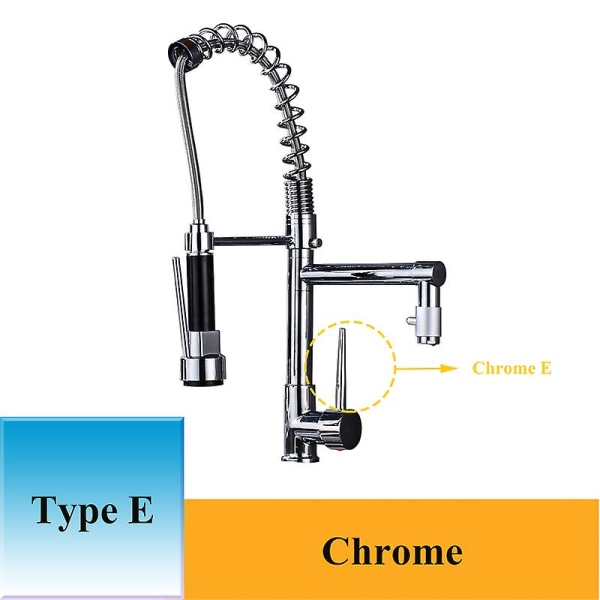 Shinesia Chrome Färdig Utdragbar Fjäder Köksblandare Vridbar pip Kärl Diskbänk Blandare Varmt och kallt C Poland Chrome E