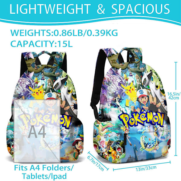 Ryggsäck Pikachu Mönster Ryggsäck Student Ryggsäck