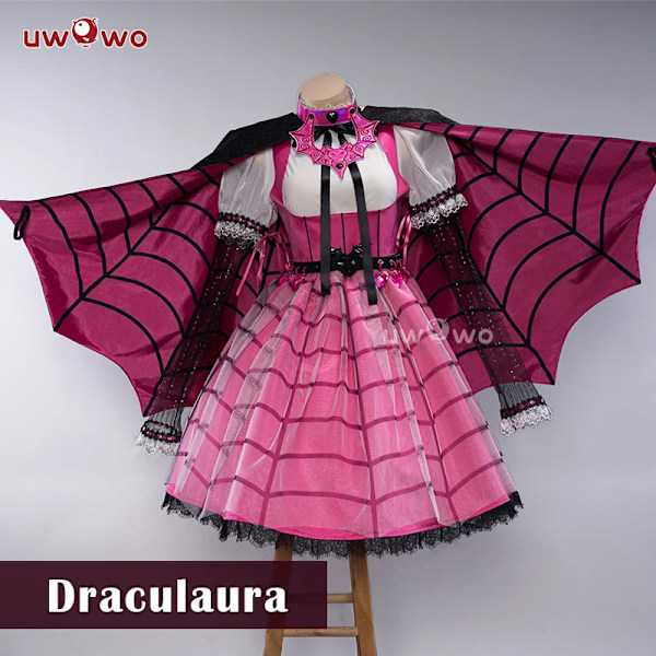 I LAGER UWOWO Monster High: Draculaura Cosplay Kostym Rosa Kostym Vampiree Kvinnlig Liten Djävul Cosplay Halloween Kostymer S Cloak