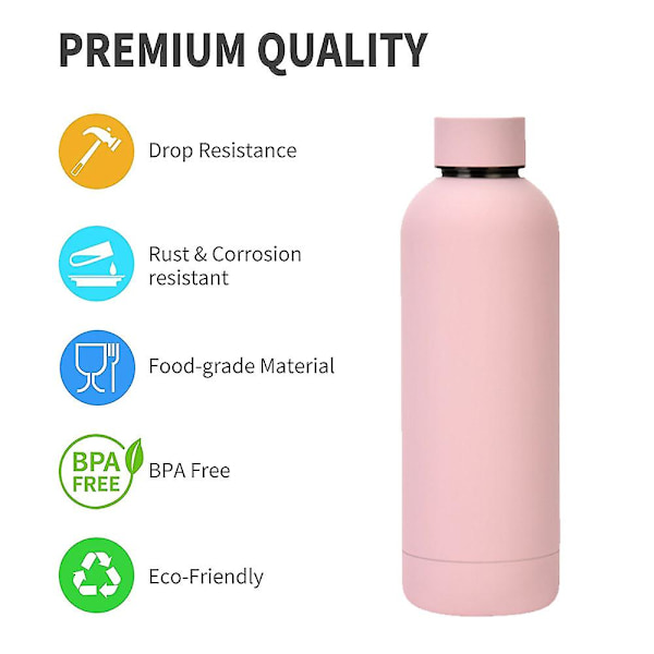 500 ml Smallmouth dubbellagers vakuumkolv, vattenkopp för utomhussport, vakuumkolv i rostfritt stål Light pink