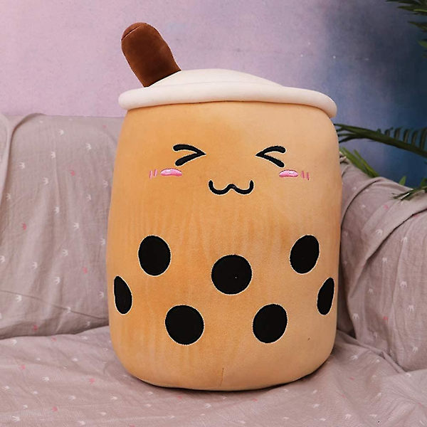 Bubble Tea Plyschkudde Supermjuk sovkudde för soffa 24cm brown
