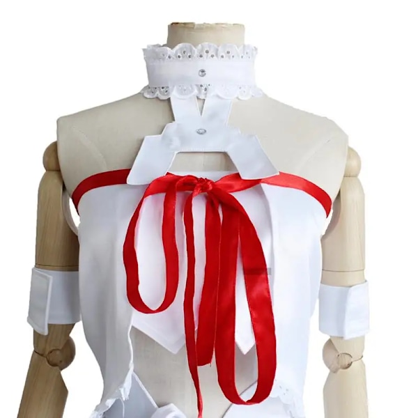 Heta Halloween-kostymer Anime Yuuki Asuna Cosplay SAO Sword Art Online-kostymer Fängelsekjol Kvinnor Full Set Vit Klänning med Peruk XL Costume only