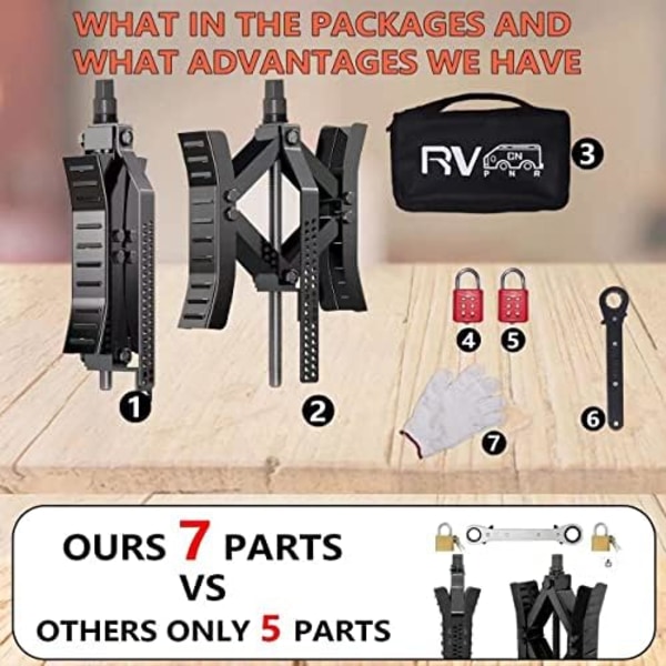 RVPNR RV Hjulklossstabilisator,Camper X Chocks Hjulstabilisator, Heavy Duty Hjulklossar för släpvagnar (2 paket) med insexhylsa, råtta Black