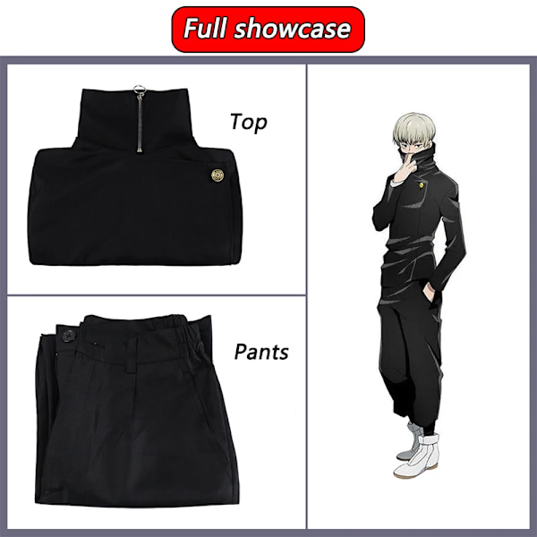 Inumaki Toge Cosplay Anime Jujutsu Kaisen Toge Inumaki Cosplay Kostym Peruk Topp Byxor Skoluniform Män Kvinnor Halloween Kostym S Costume A