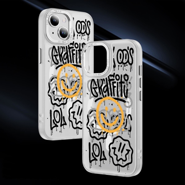 Creative Painted Pattern Matt Magsafe Magnetic Phone Case Lämplig för Iphone och andra modeller Style K Transparent Ypcx0086