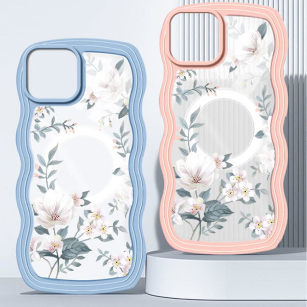 Magsafe Clear Case Kompatibel med Iphone 15 Pro Max, Cute Wave Frame Soft Tpu Shockproof Water Ripple Case For Women Blue For iPhone 15 Pro Max