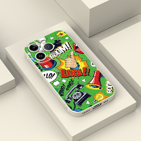 Enkelt tecknat mönster Tryckdesign Flexibeltpurubber Stötsäker Mobiltelefon Caseiphone 15 Caseseries Styleskwhiteypdt2783