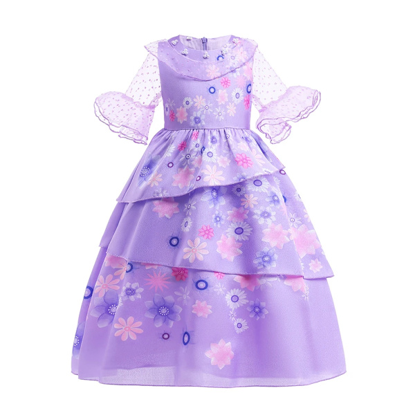 Blomster Encanto Kostym Isabella Charm Klänning Flicka Prinsessklänning Fantasy Fest Barnkläder 1 4T(Size 110)