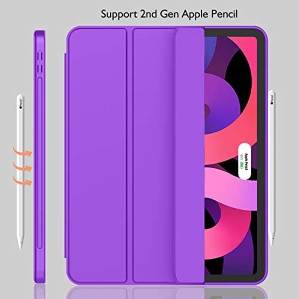 iMieet New iPad Air 5th Generation Case 2022/iPad Air 4th Generation Case 2020 10,9 tum med pennhållare [Support Touch ID och iPad 2nd P Grape Purple