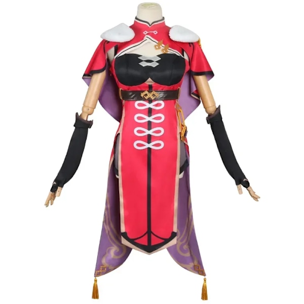 Genshin Impact Beidou Cosplay Kostym Beidou Cosplay Kostym Kvinnor Svart Röd Kostym Halloween Klänning Kappa Full Set S only wig