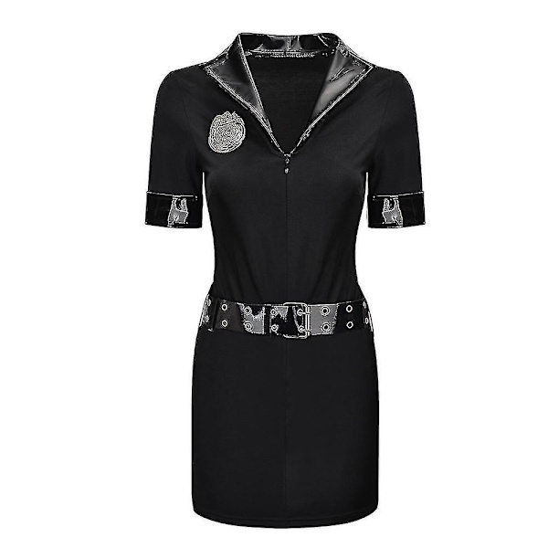 Kvinnor Svart Polisuniform Vuxen Halloween Festkostym Cosplay Klubbkläder Poliskläder S-xxxl Black B 3XL