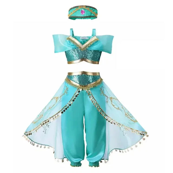 Disney Princessklänning 2024 Flickor Elsa Anna Mirabel Rapunzel Kostym Barn Kalas Kläder Halloween Cosplay Encanto Frozen Jasmine Dress 4-5T (120)