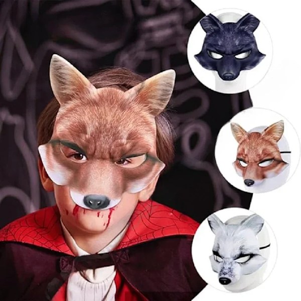Halloween Djurmasker EVA Halvmask Rävmask Halloween Cosplaymasker Maskeradfest Dekoration Halloweenfest Dekoration Black-1PC