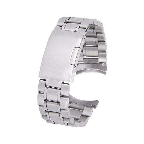 22 mm solida länkar i rostfritt stål Watch Klockbandsrem Böjd ände med 4 st watch (silver) Silver none