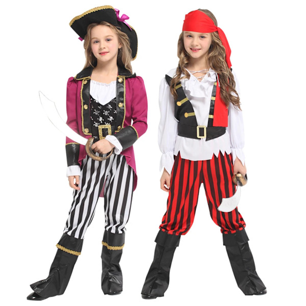 Barn Piratdräkter Halloween Semesterfest Pojkar Flickor Cosplay Pirater Sjömän Kostymdräkt Klä Ut XL(1.3m-1.4m) B-0130