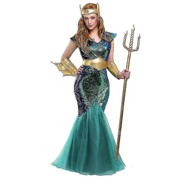 Neptunus sjöjungfrukostym Set för Halloween Mermaid M