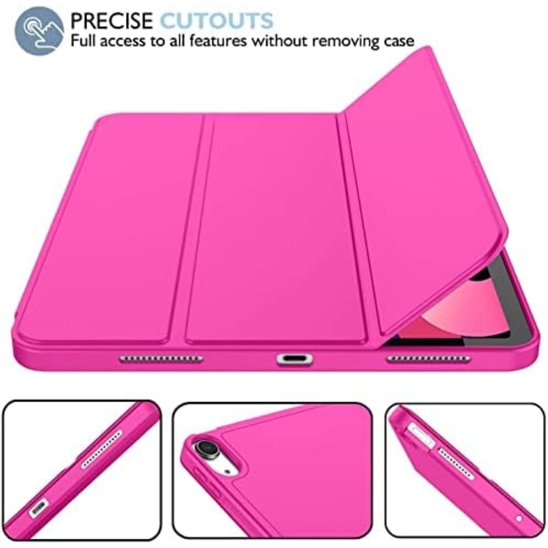 iMieet New iPad Air 5th Generation Case 2022/iPad Air 4th Generation Case 2020 10,9 tum med pennhållare [Support Touch ID och iPad 2nd P New Rose Red