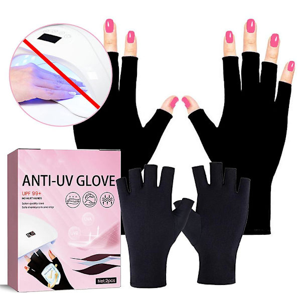 Anti-uv Handskar För Gel Nagellampa Upf99+ Skydd Fingerless Uv Light