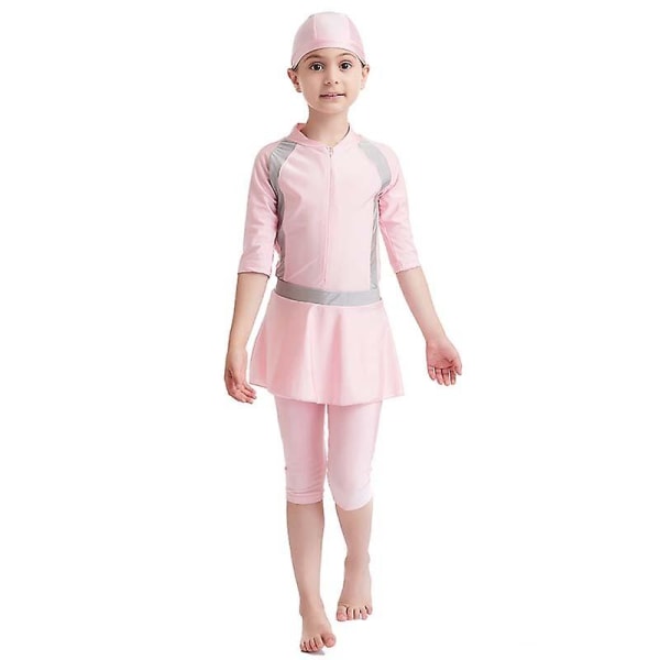 Muslimska flickor Baddräkt Islamiska Barn Badkläder Modest Burkini Simning Beachwear Pink 7-8 Years