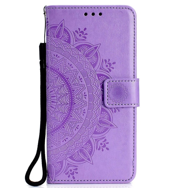 Plånbok med tryckt mandalamönster med flip-back- case för Samsung Galaxy A7/a750-lila Purple