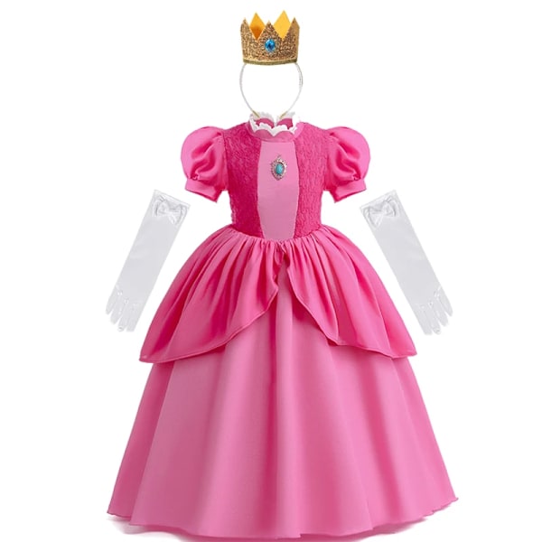 Ny babyflicka drottning persika prinsessa klänning barn cosplay kostym barn födelsedag karneval fest outfit scenframträdande kläder Dress B Sets02 7-8T (140)