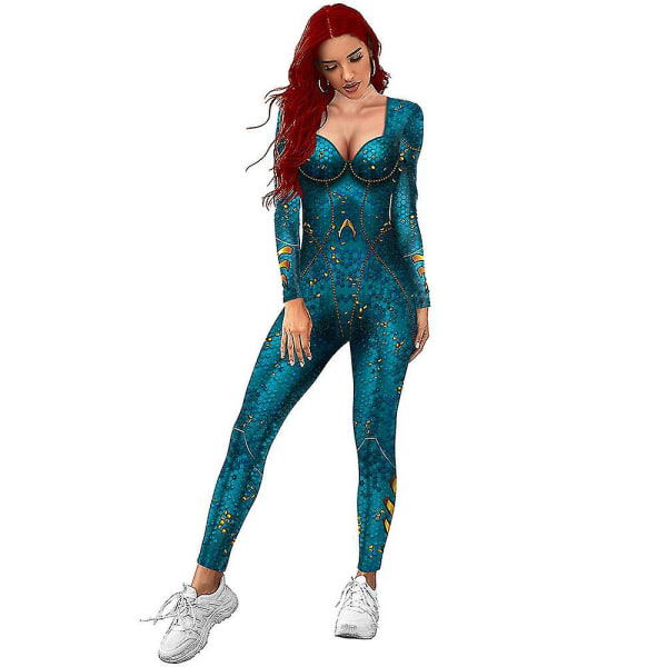 Aquaman Arthur Curry Atlantis Queen Mera Catsuit Cosplay Jumpsuit Halloween Kvinnor Flickor Zentai Carnival Fancy Ball Bodysuit Style 3 S