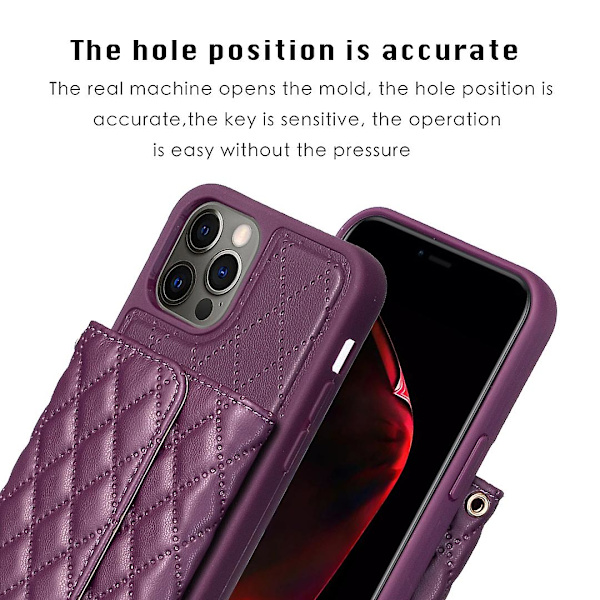 Bf23-stil för Iphone 12/12 Pro -kortplatser Cover Pu-läderbelagd Tpu Kickstand- case Dark Purple